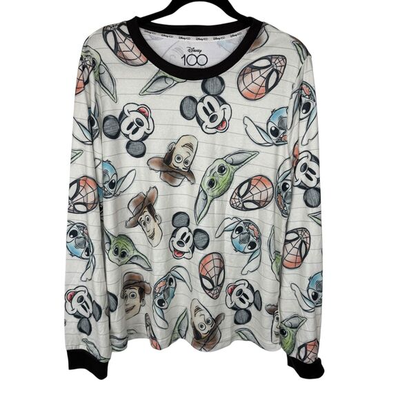 NWT Disney White multicharacter long sleeve & pants pajama set Size Medium - Picture 4 of 14